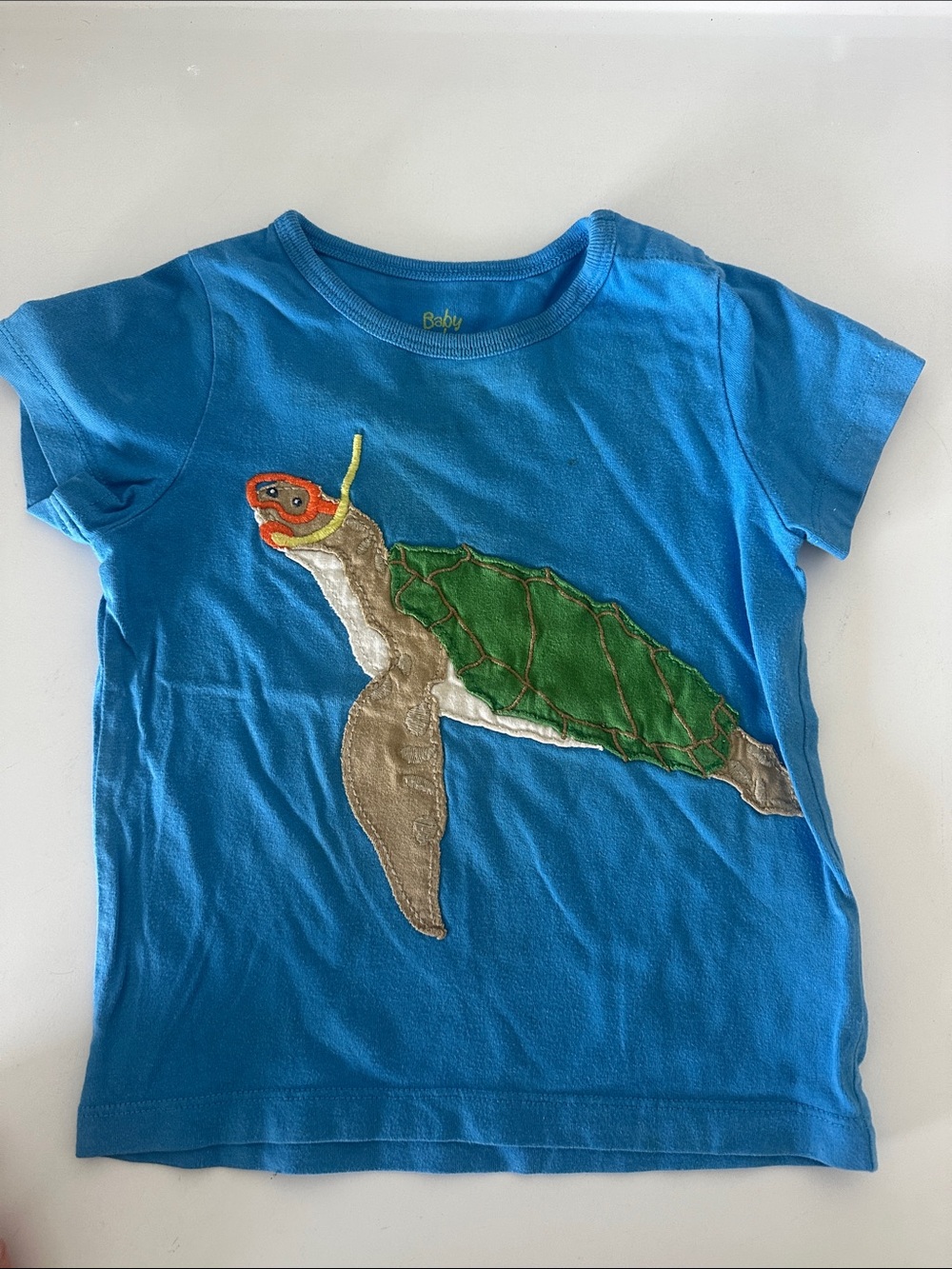 Mini Boden Blue Turtle Appliqué Tee - Blue